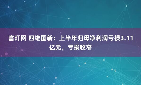 富灯网 四维图新：上半年归母净利润亏损3.11亿元，亏损收窄